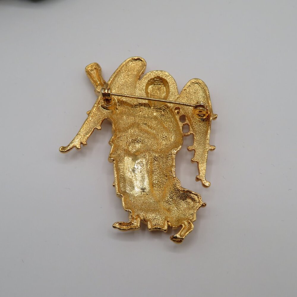 Angel Gold Tone Brooch - Picture 4 of 6